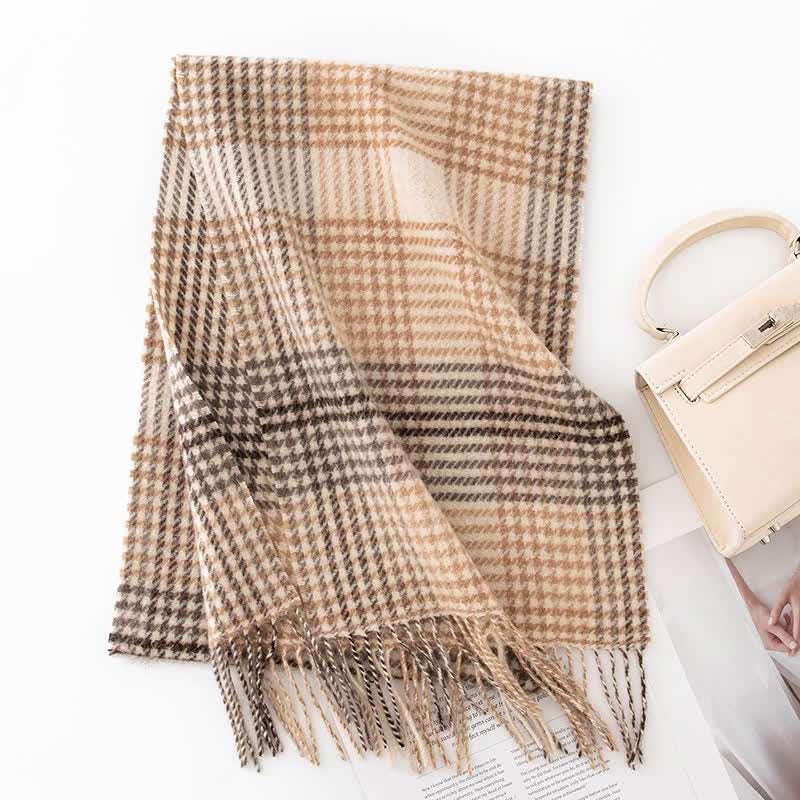Unisex Color Blocking Plaid Cashmere Scarf - Style #2 - image 7