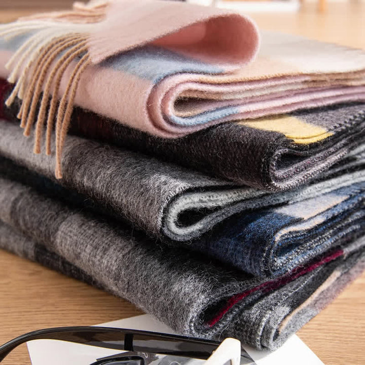 Unisex Color-Blocked Design Cashmere Scarf - image 4