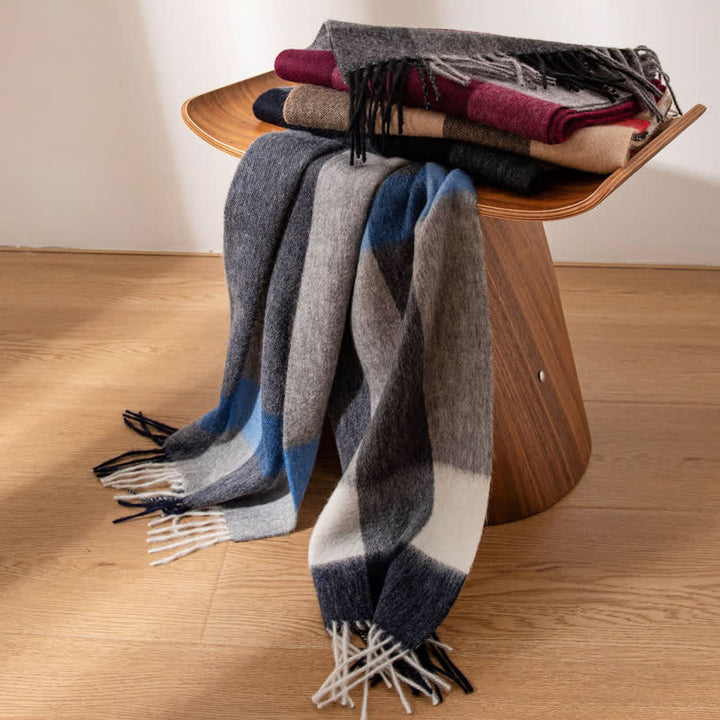 Unisex Color-Blocked Design Cashmere Scarf - image 6