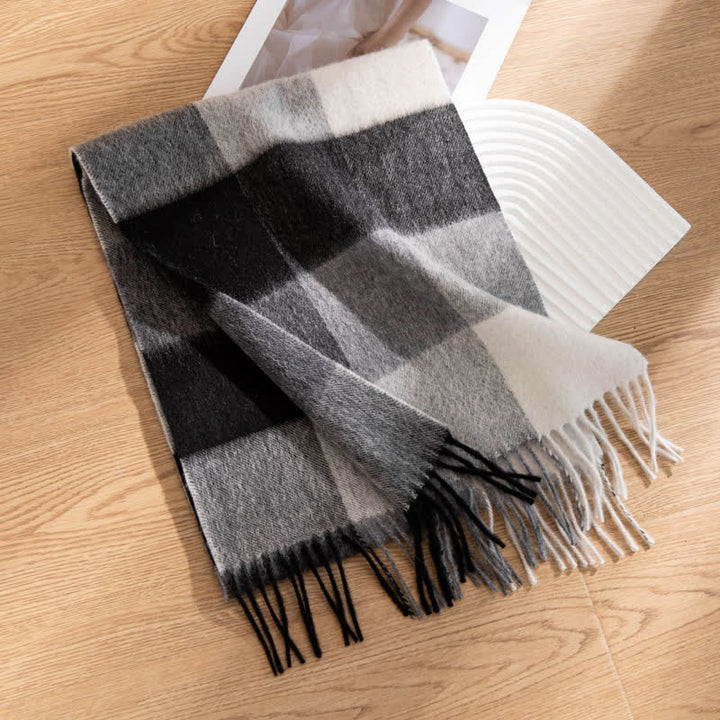 Unisex Color-Blocked Design Cashmere Scarf - Style #2 - image 7
