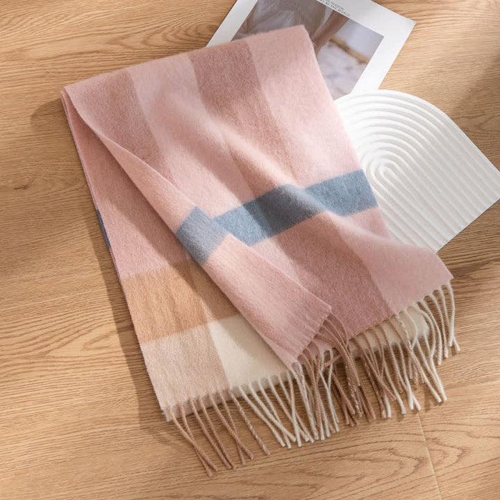 Unisex Color-Blocked Design Cashmere Scarf - Style #6 - image 11
