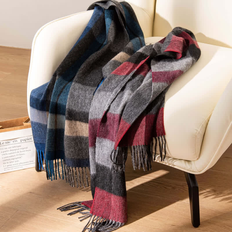 Unisex Color-Blocked Design Cashmere Scarf - image 1