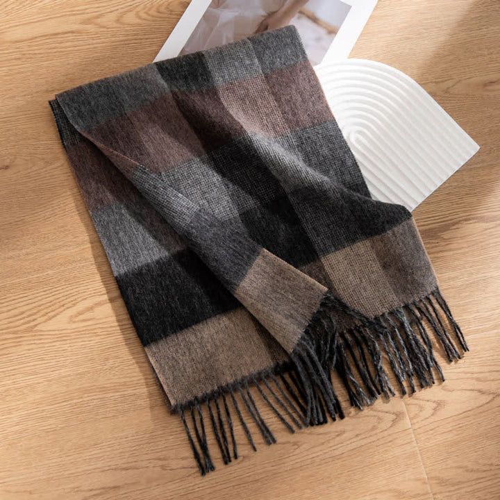 Unisex Color-Blocked Design Cashmere Scarf - Style #3 - image 8