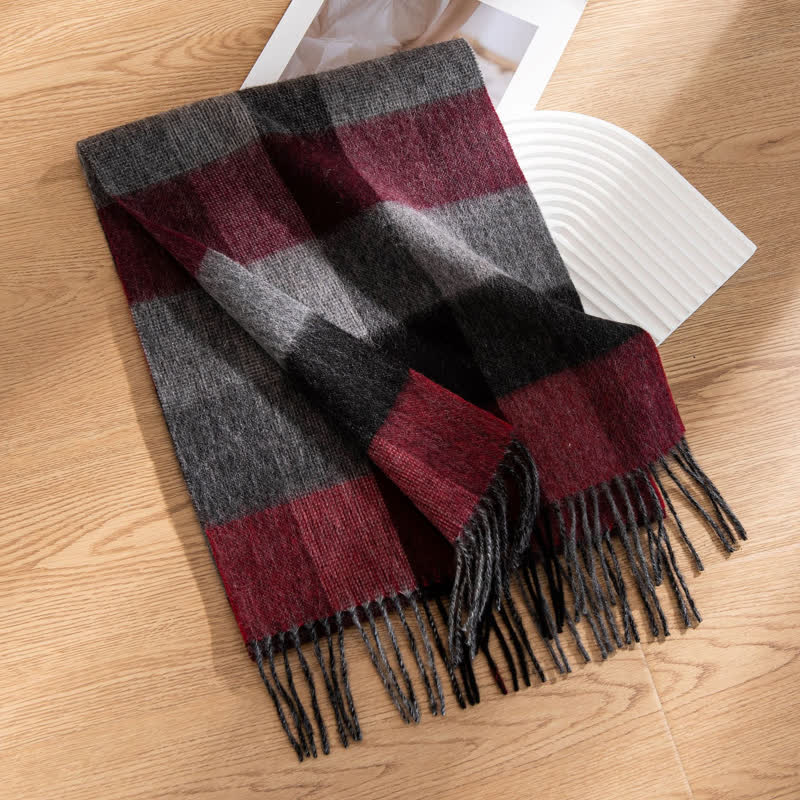 Unisex Color-Blocked Design Cashmere Scarf - Style #1 - image 2