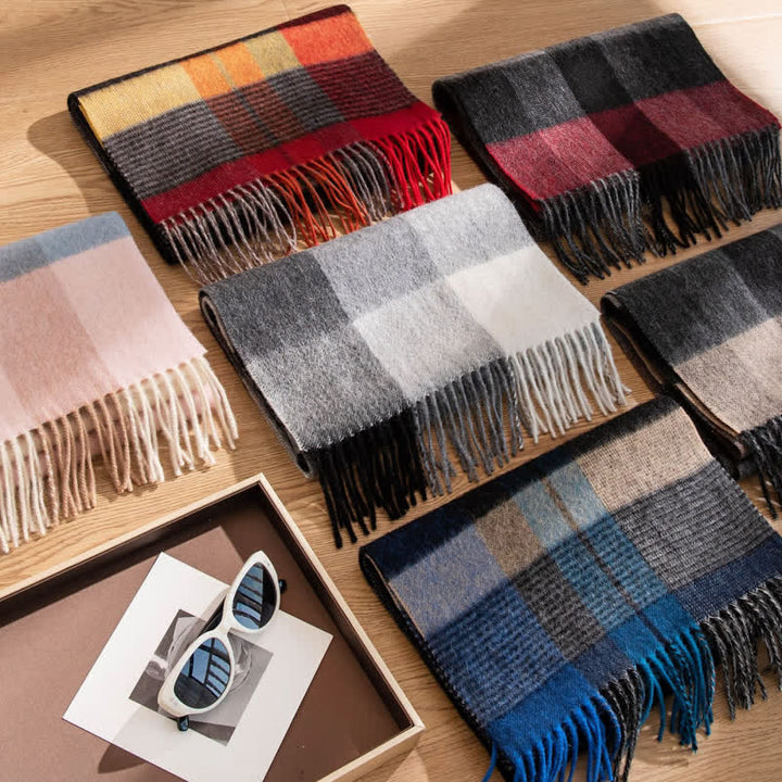 Unisex Color-Blocked Design Cashmere Scarf - image 0