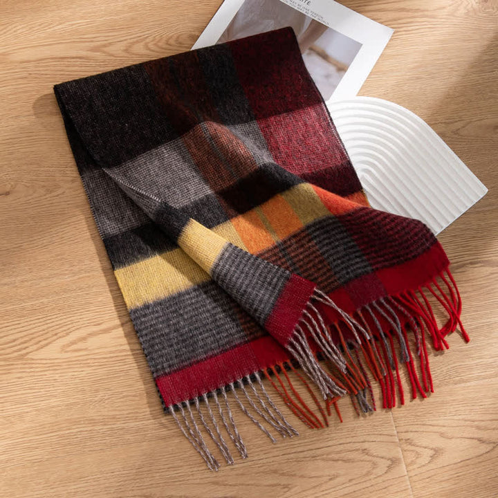 Unisex Color-Blocked Design Cashmere Scarf - Style #4 - image 9