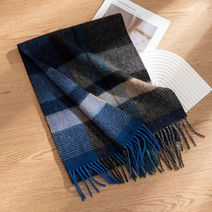 Unisex Color-Blocked Design Cashmere Scarf - Style #5 - image 10