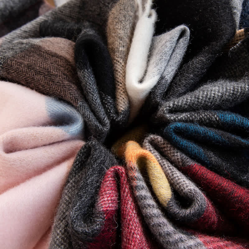 Unisex Color-Blocked Design Cashmere Scarf - image 5