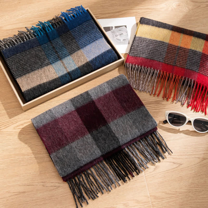 Unisex Color-Blocked Design Cashmere Scarf - image 3