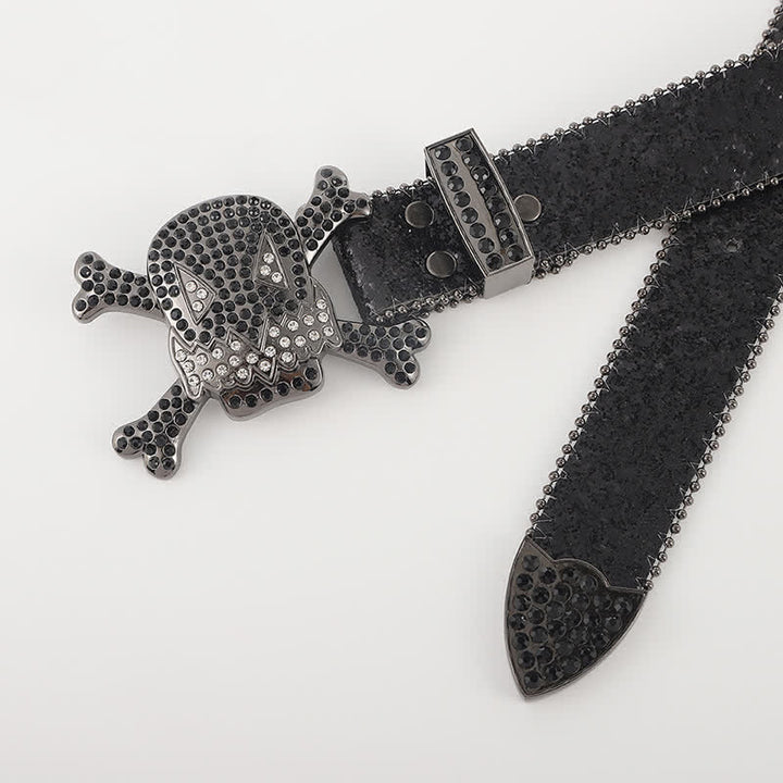 Cartoon Skull Buckle Bullet-Shaped Rivets Leather Belt - image 2