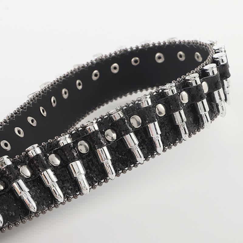 Cartoon Skull Buckle Bullet-Shaped Rivets Leather Belt - image 3