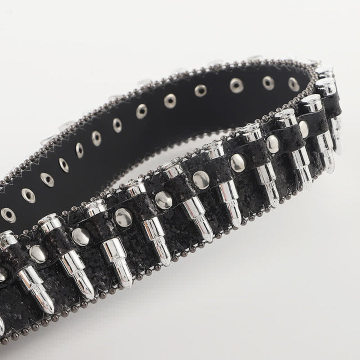 Cartoon Skull Buckle Bullet-Shaped Rivets Leather Belt - image 3