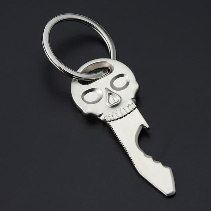Creative Skull Mask Multi-function Bottle Opener Keychain - Silver - image 1