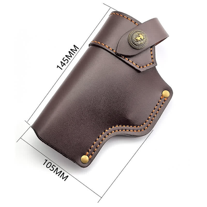 Lion Rivet Leather Holster With Retention Strap Belt Bag - image 4