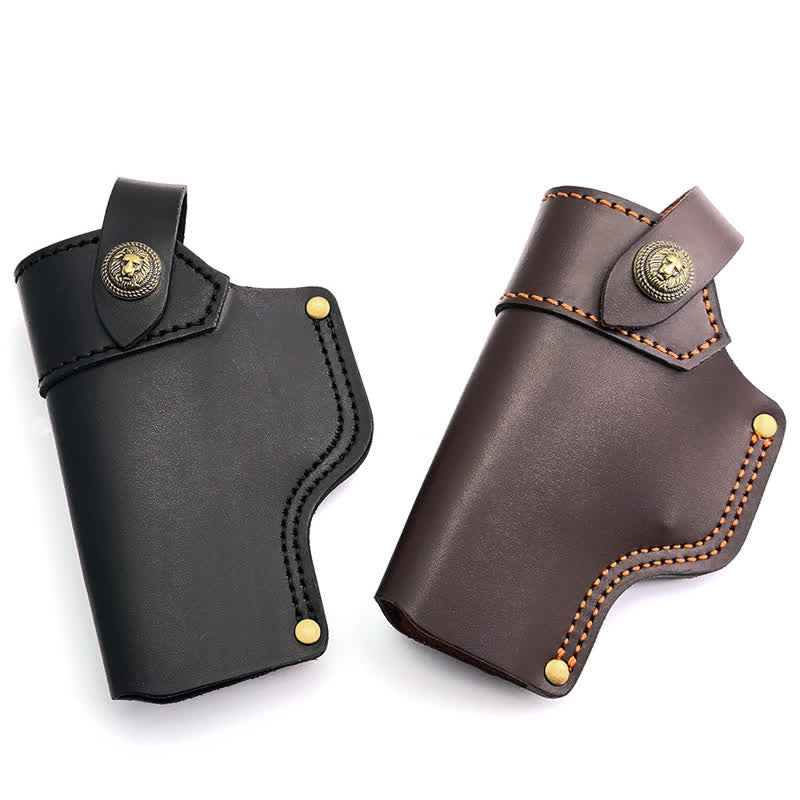 Lion Rivet Leather Holster With Retention Strap Belt Bag - image 3