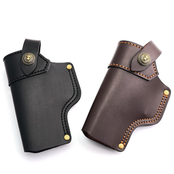 Lion Rivet Leather Holster With Retention Strap Belt Bag - image 3
