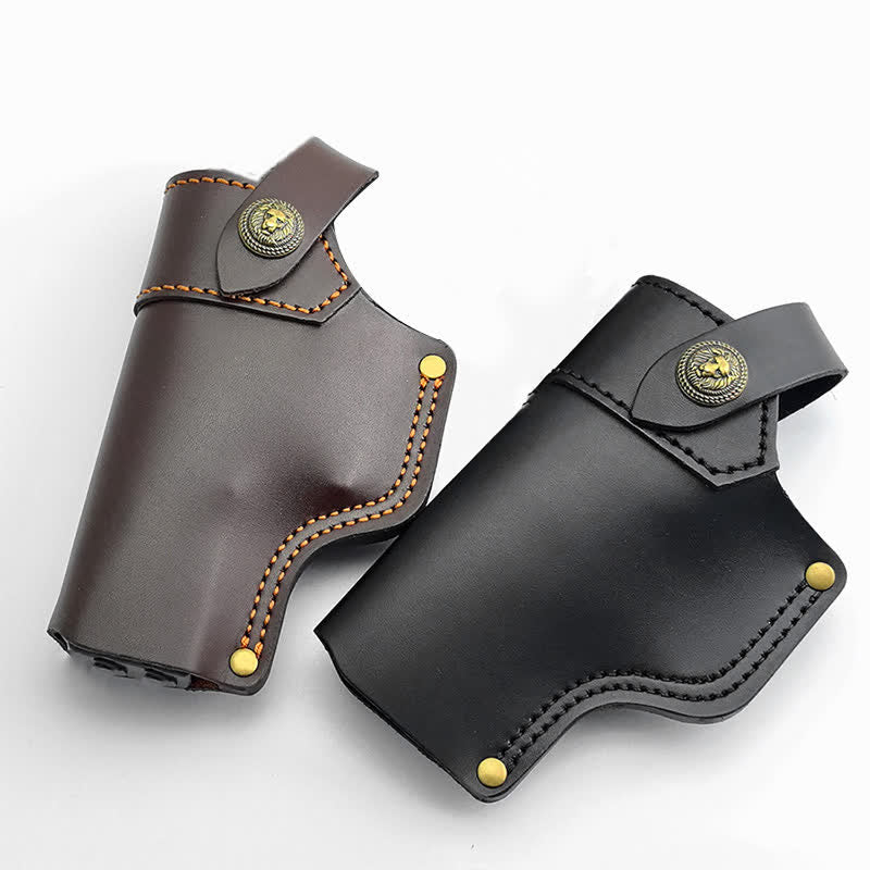 Lion Rivet Leather Holster With Retention Strap Belt Bag - image 0