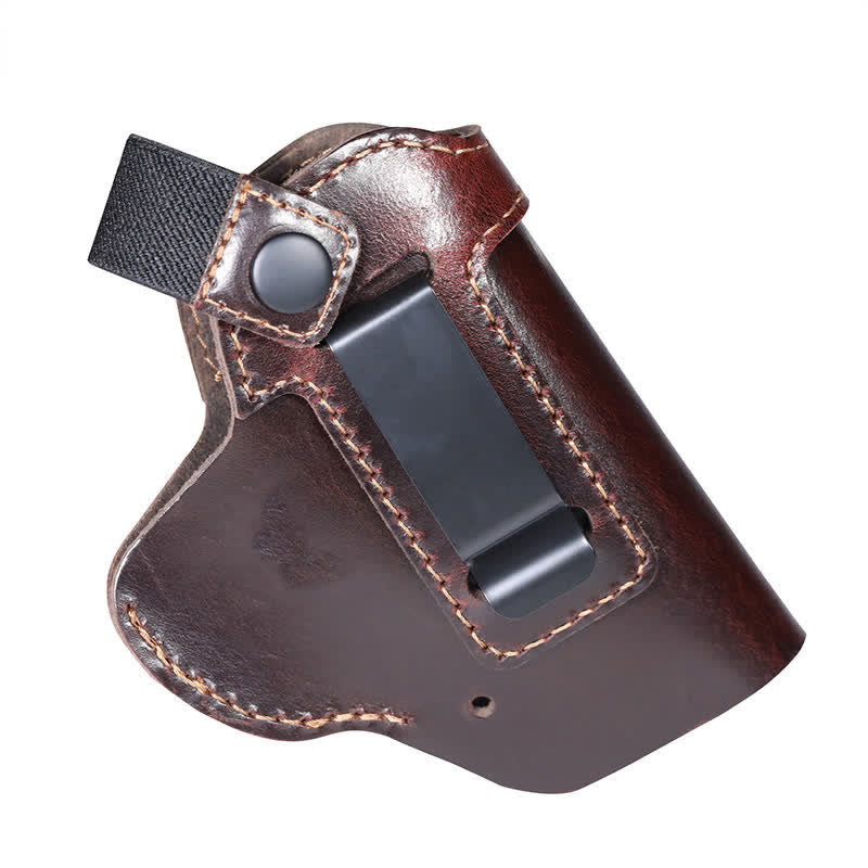 Leather Holster Belt Clip With Retention Strap Belt Bag - Brown - image 0