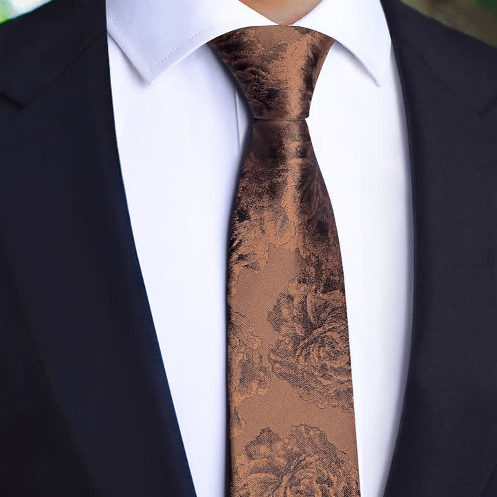 3Pcs Men's Vintage Bronze Flower BowTie Necktie Set - Necktie - image 1