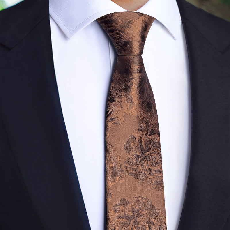3Pcs Men's Vintage Bronze Flower BowTie Necktie Set - Necktie - image 1