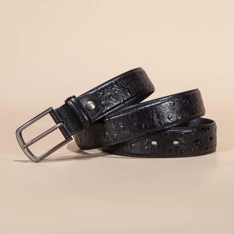 Exotic Crocodile Pattern Alligator Leather Belt - Black - 44 - image 6