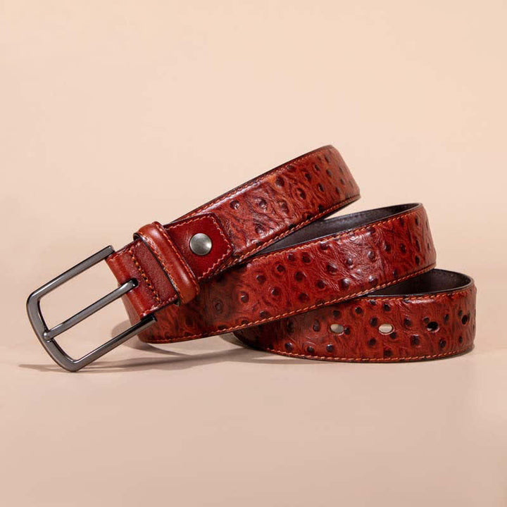 Exotic Crocodile Pattern Alligator Leather Belt - Brown - 44 - image 0