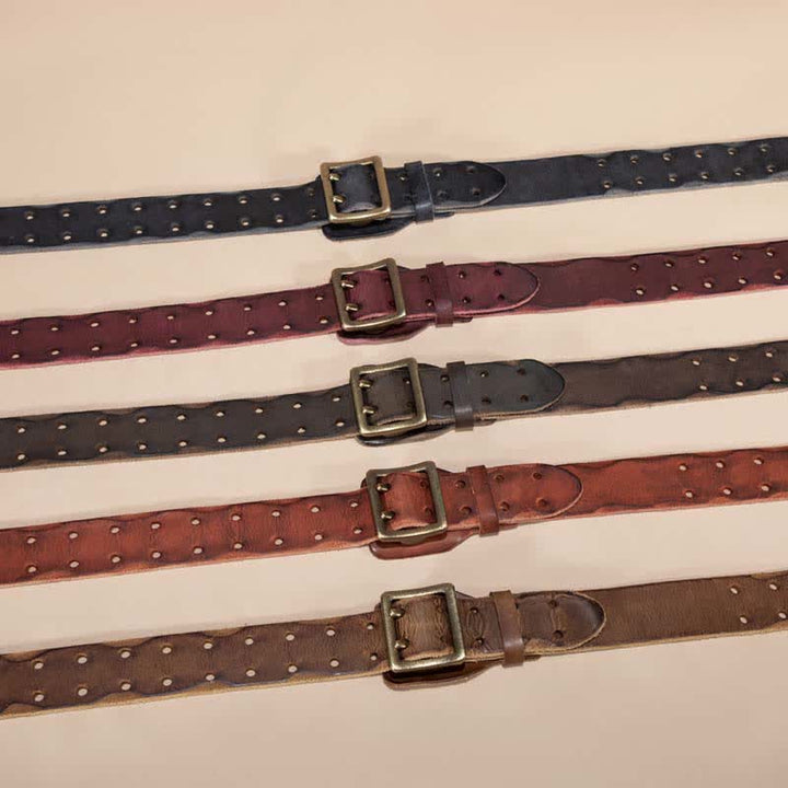 Timeless Square Buckle Double Prong Cowhide Leather Belt - image 1