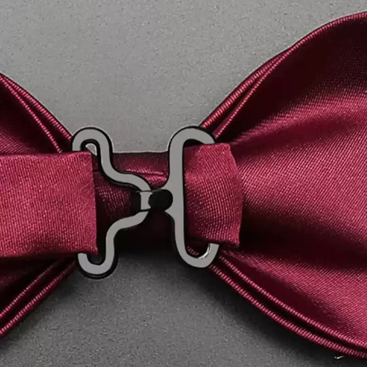Men's Burgundy Metal Leaves Embellishment Bow Tie - image 4