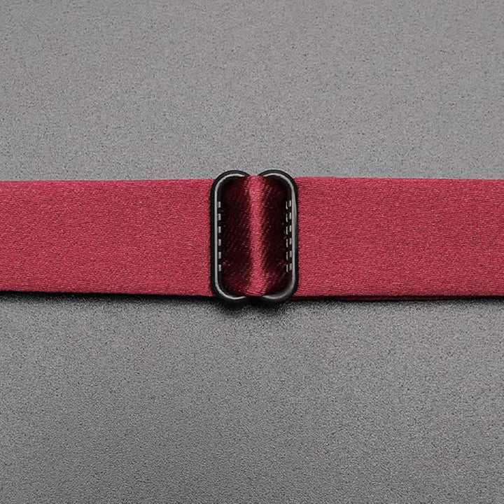 Men's Burgundy Metal Leaves Embellishment Bow Tie - image 7