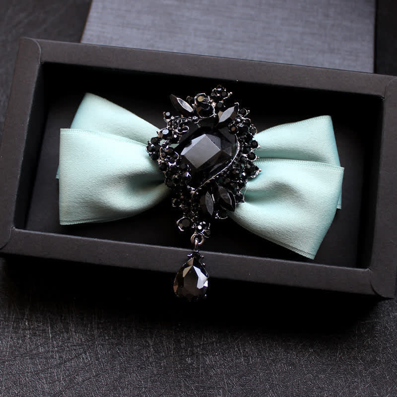 Men's Dangle Crystal Applique Ornament Bow Tie - Light Blue - image 9