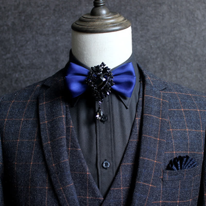 Men's Dangle Crystal Applique Ornament Bow Tie - image 2
