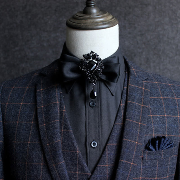 Men's Dangle Crystal Applique Ornament Bow Tie - image 4