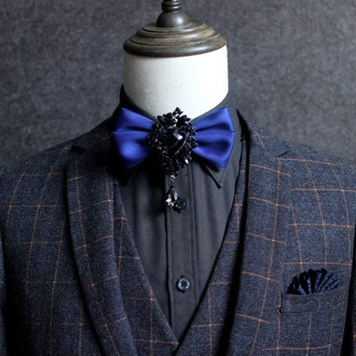 Men's Dangle Crystal Applique Ornament Bow Tie - image 2