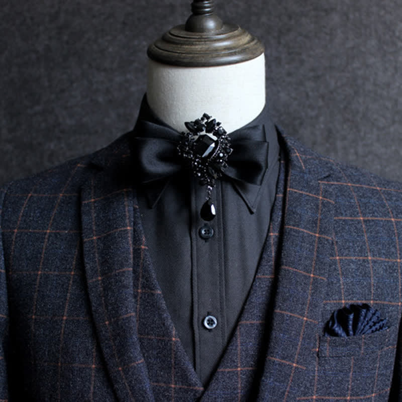 Men's Dangle Crystal Applique Ornament Bow Tie - image 4