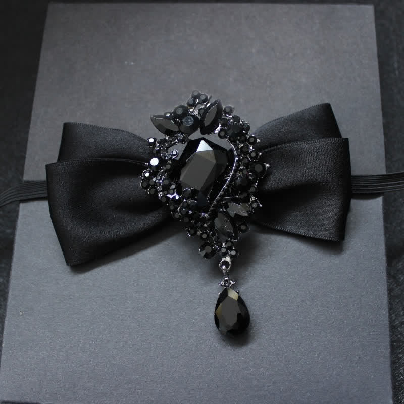 Men's Dangle Crystal Applique Ornament Bow Tie - Black - image 3