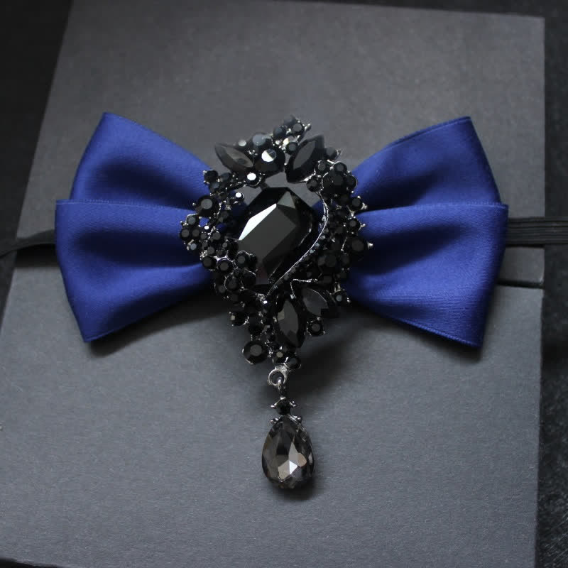 Men's Dangle Crystal Applique Ornament Bow Tie - Royal Blue - image 1