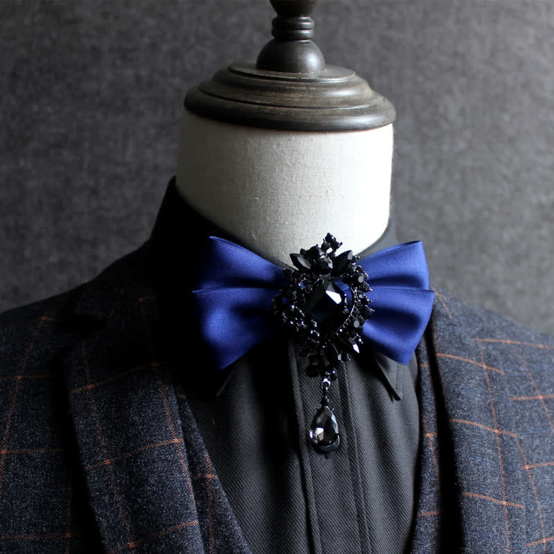 Men's Dangle Crystal Applique Ornament Bow Tie - image 0
