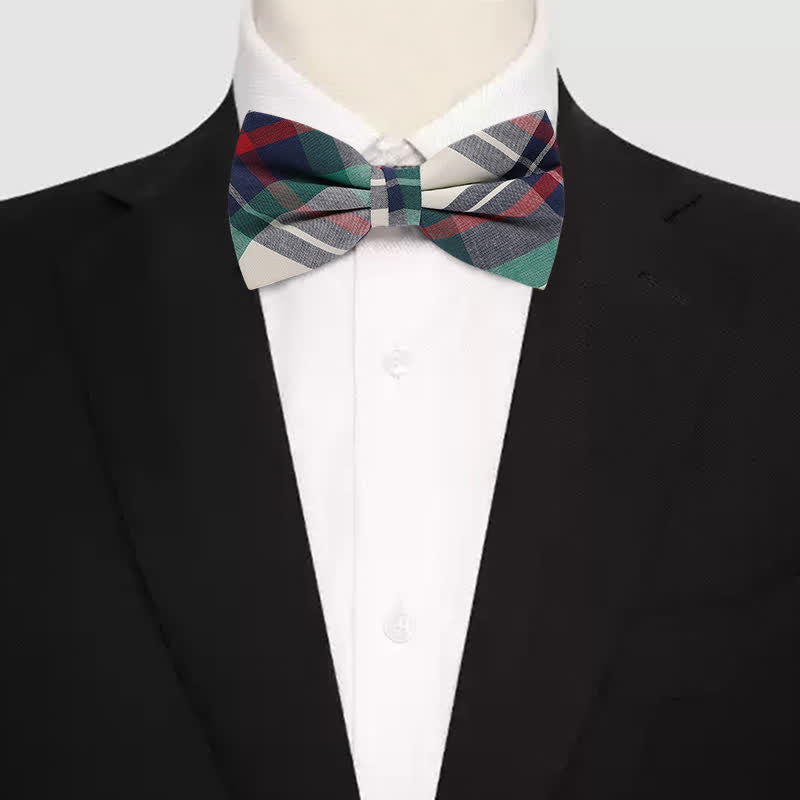 Men's Checked Cotton Multicolor Pattern Bow Tie - image 0
