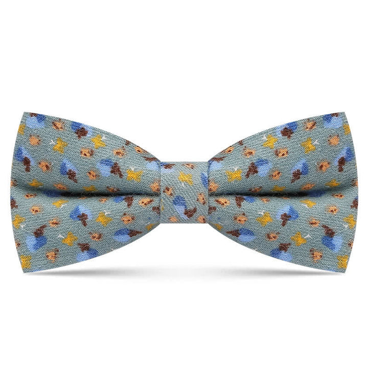 Men's Delicate Floral printed Design Cotton Bow Tie - Dusty Blue - image 4