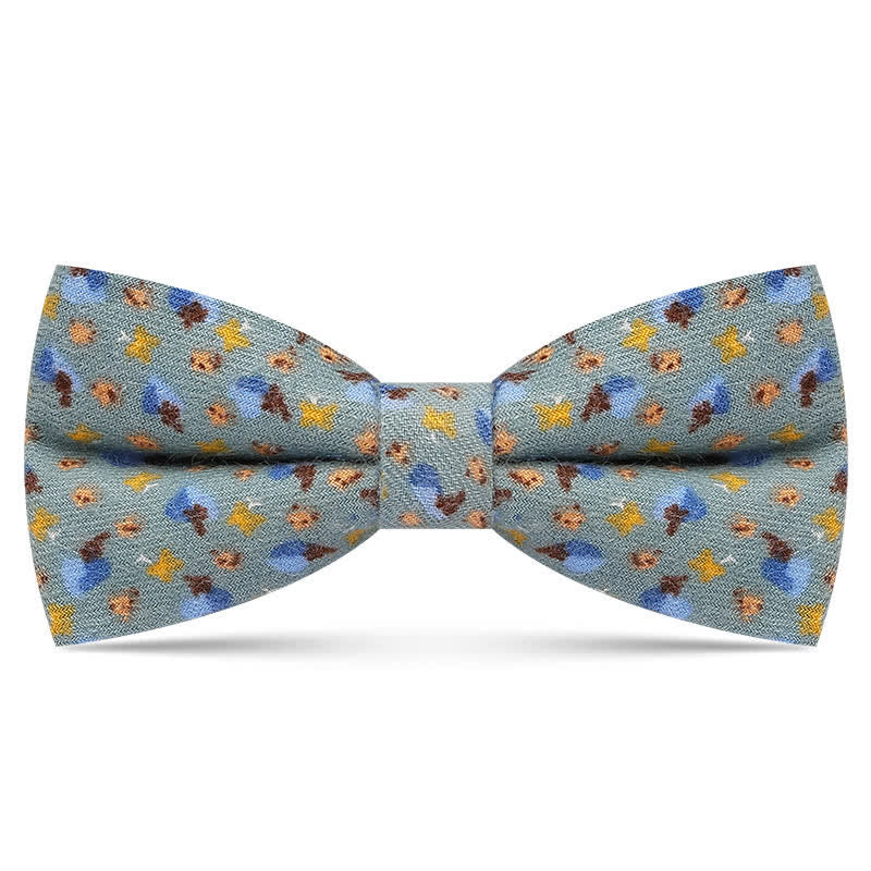 Men's Delicate Floral printed Design Cotton Bow Tie - Dusty Blue - image 4