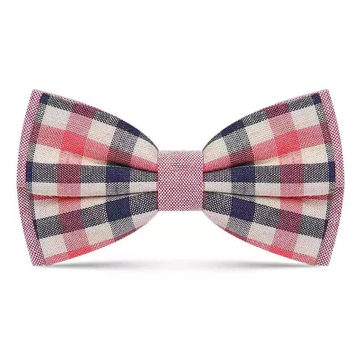 Men's Simply Classy Plaid Pattern Bow Tie - Pink - image 1