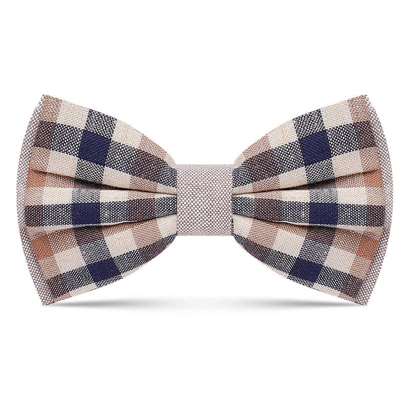 Men's Simply Classy Plaid Pattern Bow Tie - Khaki - image 3