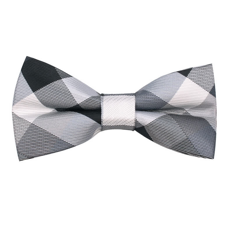 Men's Fashion Casual Modern Checked Narrow Necktie - Gray - Bow Tie - image 21