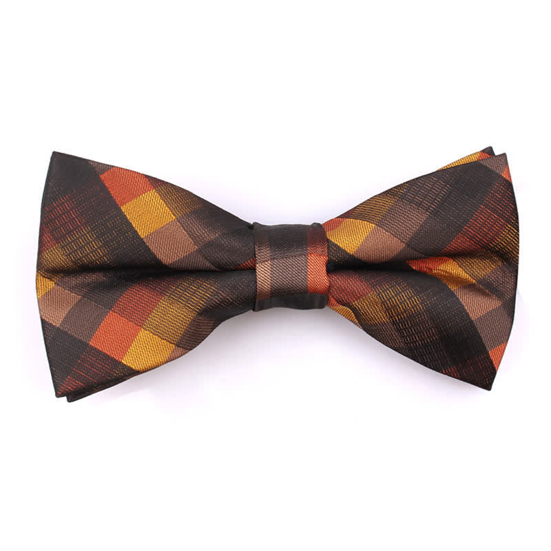 Men's Fashion Casual Modern Checked Narrow Necktie - Orange - Bow Tie - image 26