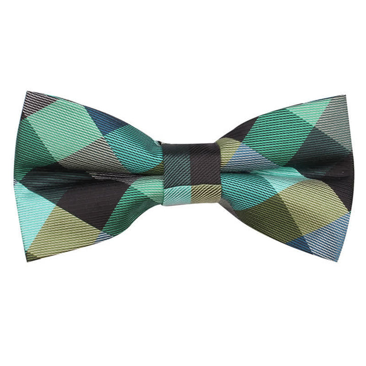 Men's Fashion Casual Modern Checked Narrow Necktie - Green - Bow Tie - image 31