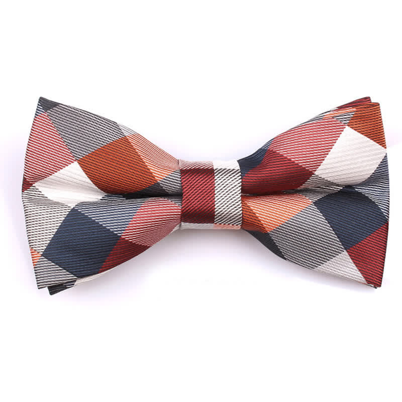 Men's Fashion Casual Modern Checked Narrow Necktie - Coral - Bow Tie - image 8