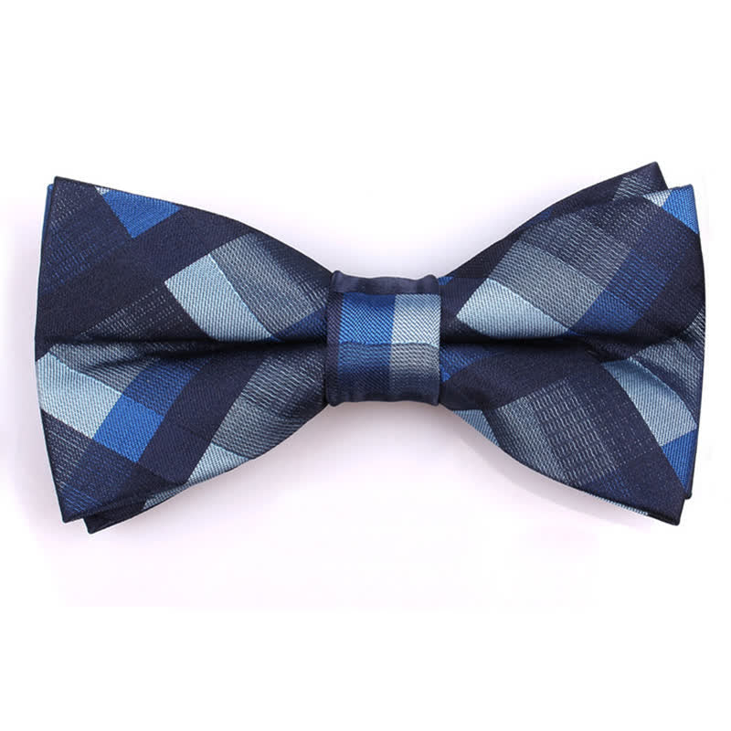 Men's Fashion Casual Modern Checked Narrow Necktie - Blue - Bow Tie - image 16