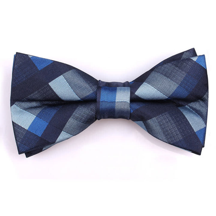 Men's Fashion Casual Modern Checked Narrow Necktie - Blue - Bow Tie - image 16