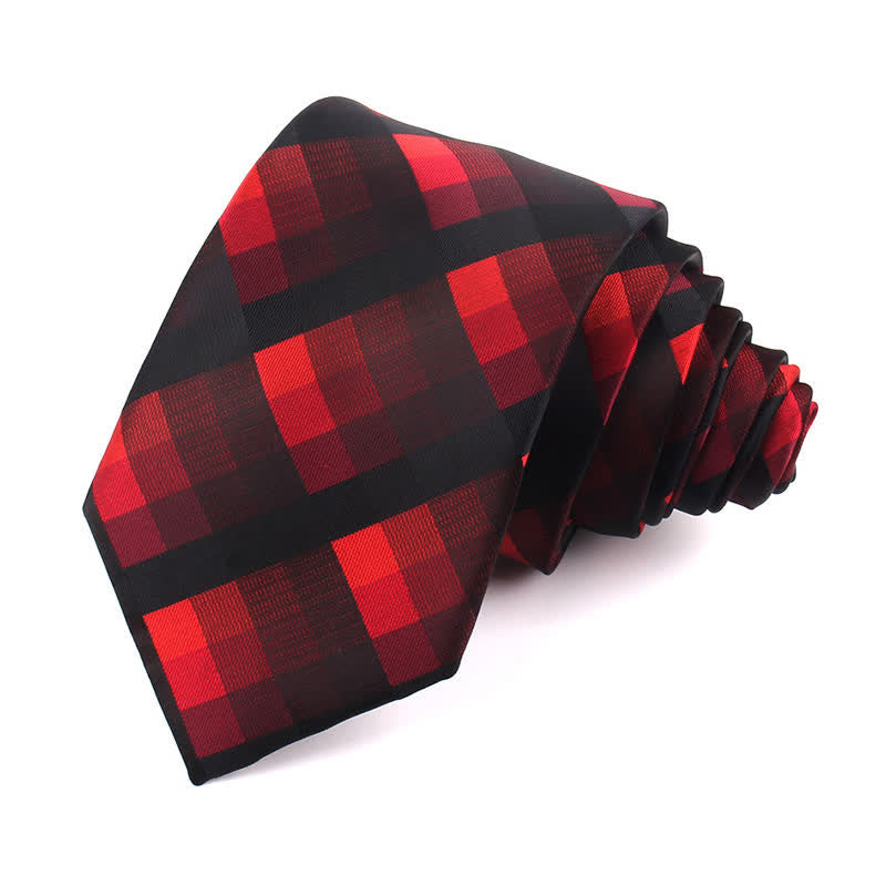 Men's Fashion Casual Modern Checked Narrow Necktie - Red - Necktie - image 0