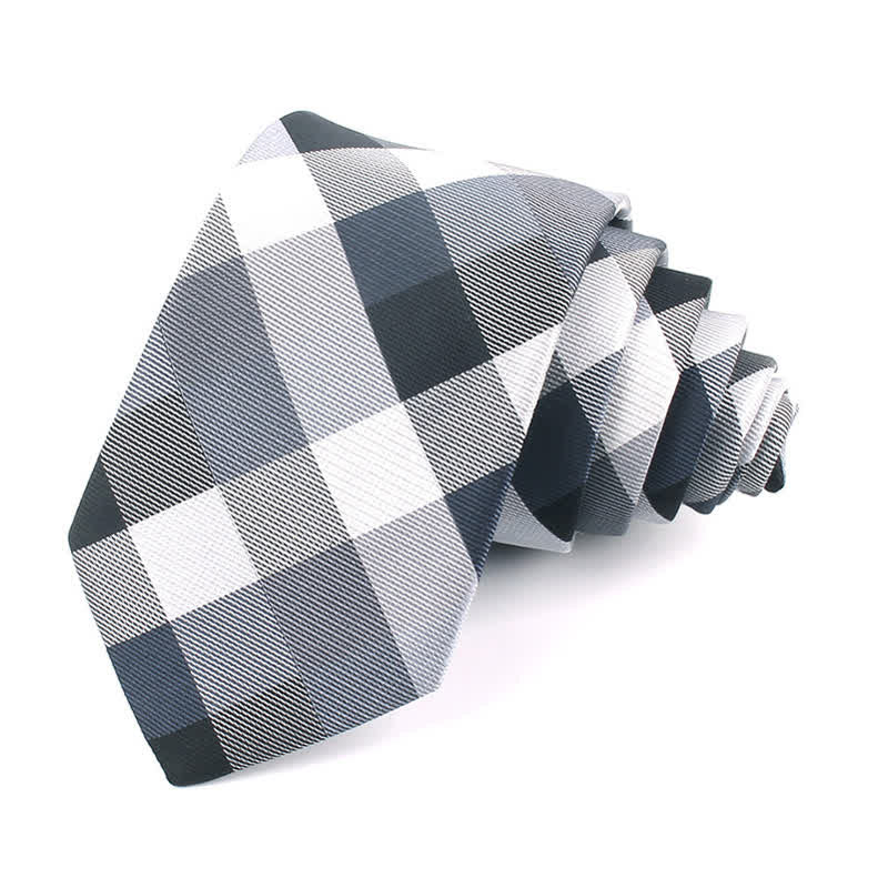 Men's Fashion Casual Modern Checked Narrow Necktie - Gray - Necktie - image 20